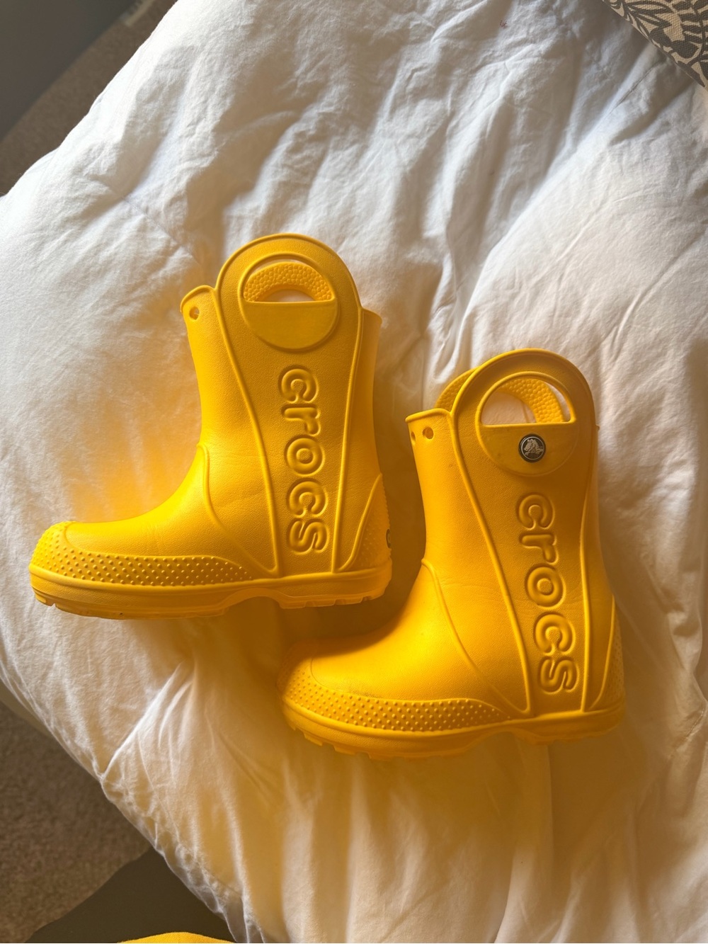 CROCS Kids' 10 Bright Yellow Waterproof Rain Boots